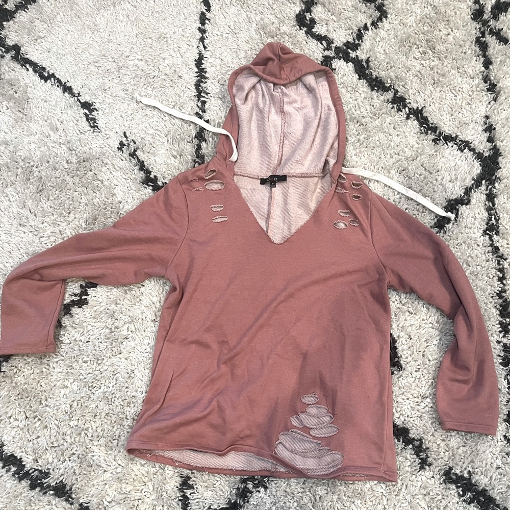 Distressed women’s cropped hoodie. Size medium.